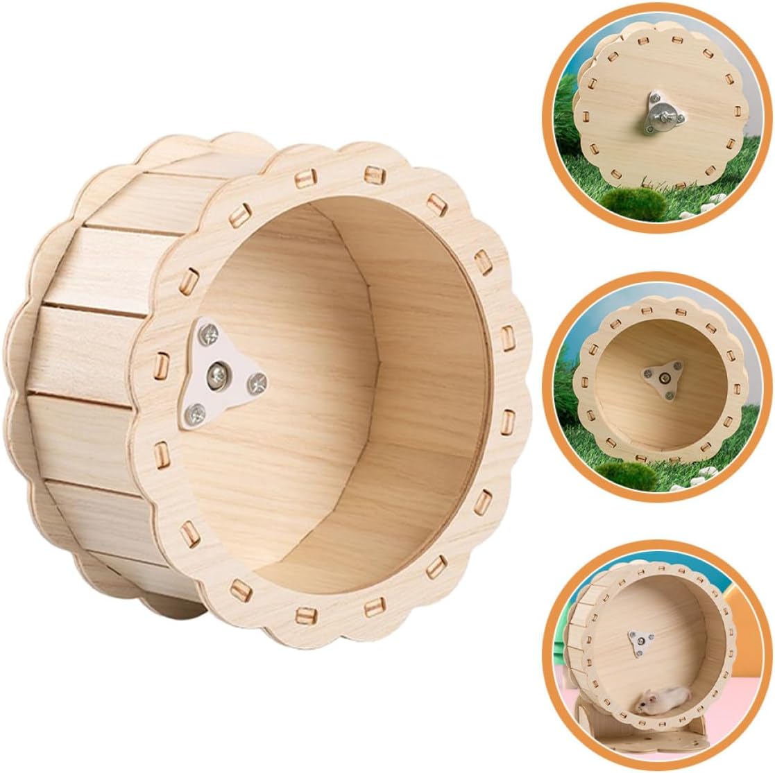 Hamster Exercise Wheel 15cm Wooden Sunflower Running Wheel Silent Small Animal for Hamsters Gerbils Rats
