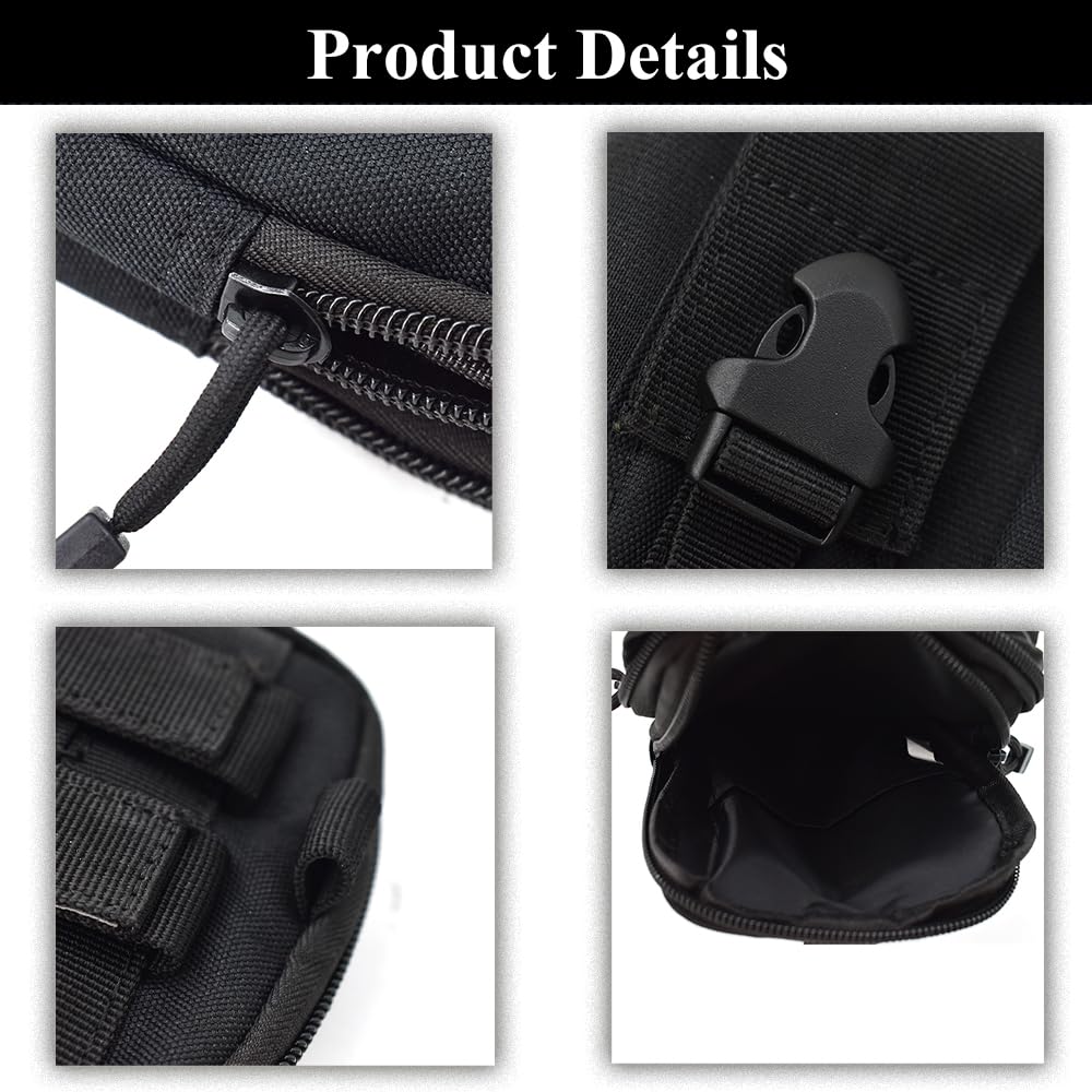 Runzkzy Tactical Pouch Molle Pouches Camping Hiking Outdoor Gear EDC Small Tool Pouch Multipurpose Waist Bag Cell Phone Holster Holder Wallet Pouch (Black) - Image 3