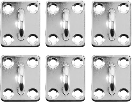 6 Pcs 304 Stainless Steel 5Mm Thick Ring Square Sail Shade Pad Eye Plate Boat Rigging for Wall