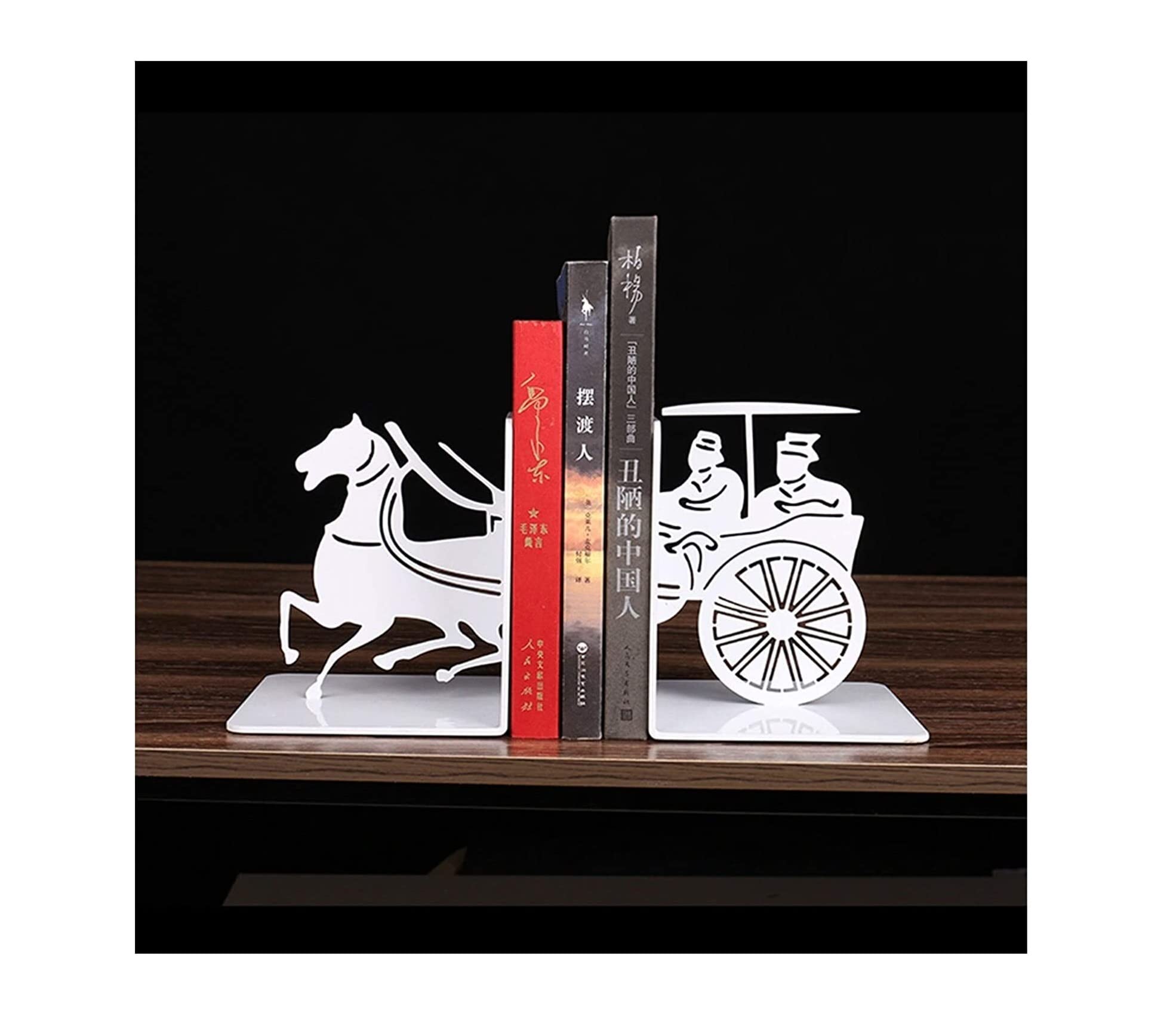 Sujetalibros Sujetalibros Sujetalibros de Metal Decorativo Negro 1 par Sujetalibros Soporta Tapones de Libros Blancos Estantería de Transporte Apoyalibros(Blanc)
