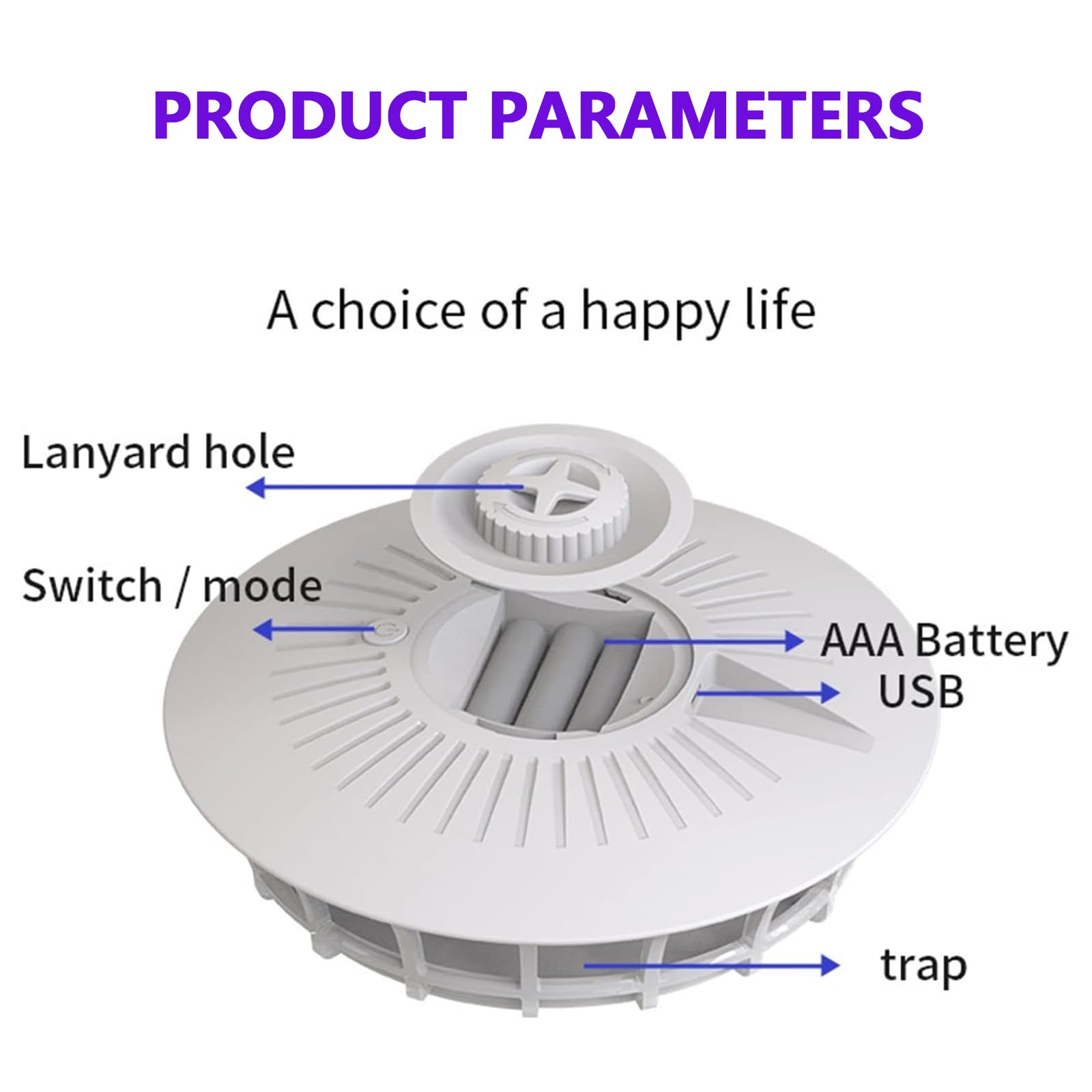 Trampa para Pulgas 1 Paquete, Mata Pulgas Eléctrico con Batería AAA/USB con 4 Modos de Luz, Control de Plagas para Interiores y Exteriores Lámpara Trampa de Pulgas No Tóxica Trampas
