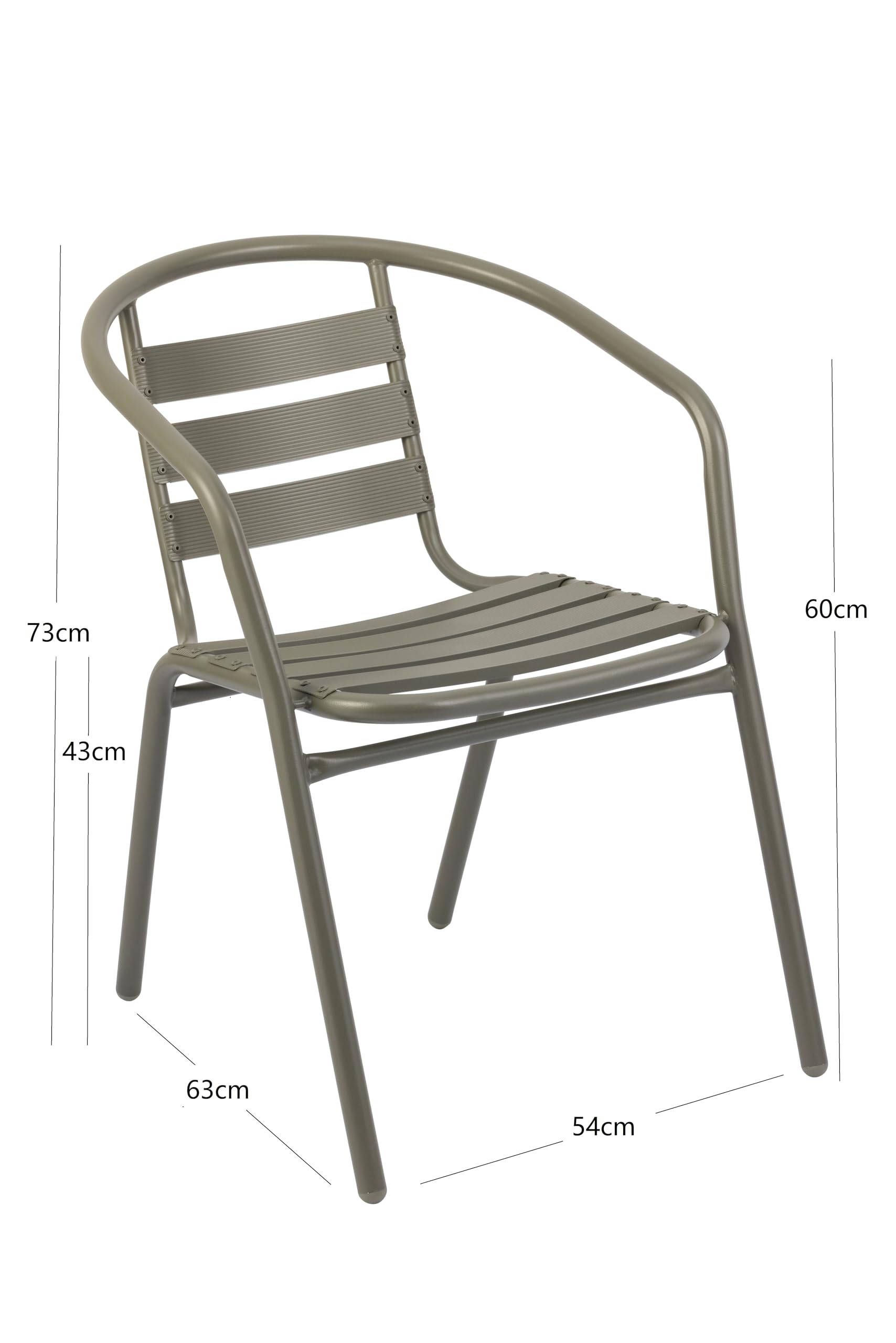 METRO Professional Silla de Jardín con Reposabrazos Narni, Aluminio, Apilable, para Exterior, Caqui