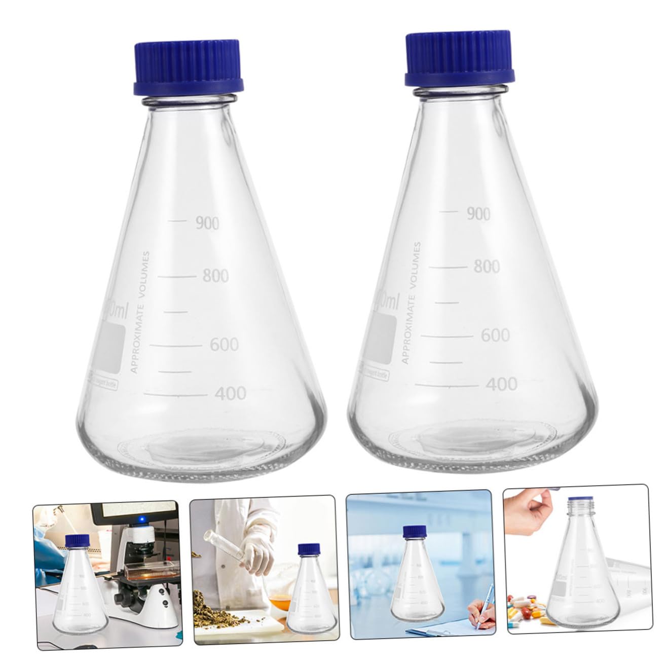 Boccette Reagenti Coniche in Vetro con Graduazione 1000Ml Flaconi per Esperimenti di Laboratorio Adatti a Scuola e Ricerca