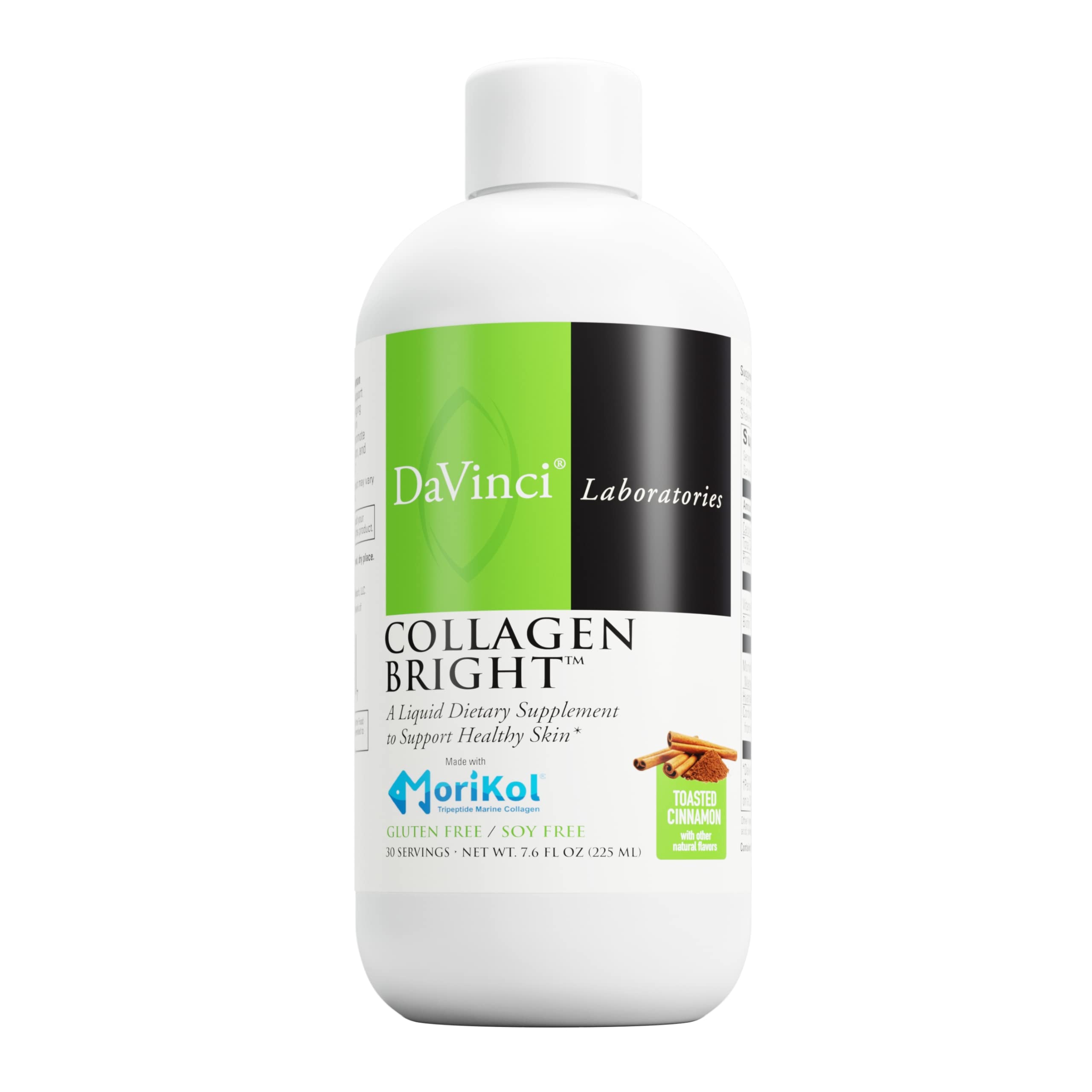 DAVINCILaboratories - Collagen Bright - A Liquid Dietary Supplement to Support Healthy Skin - Gluten Free, Soy Free - Toasted Cinnamon - 30 Servings, 7.6 Fl Oz