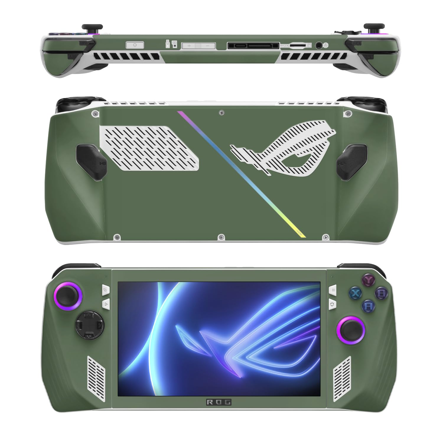 MightySkins Skin Compatible with Asus ROG Ally - Solid Olive | Protective, Durable, and Unique Vinyl Decal wrap Cover | Easy to Apply, Remove, and Change Styles