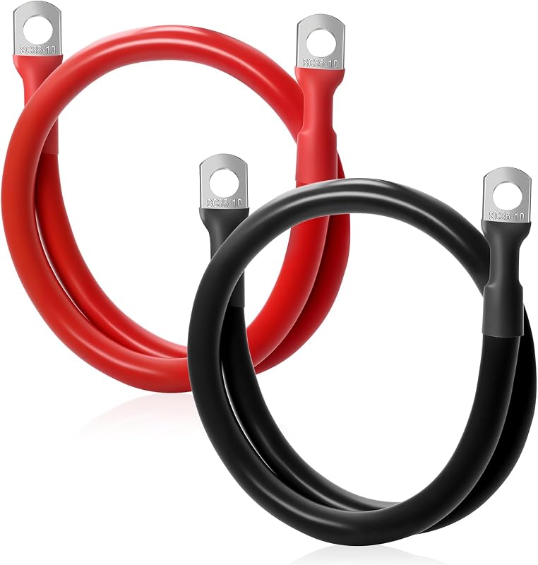 Kit de cabos de bateria Zrigiwr 4 AWG com terminais M10 – 2 unidades