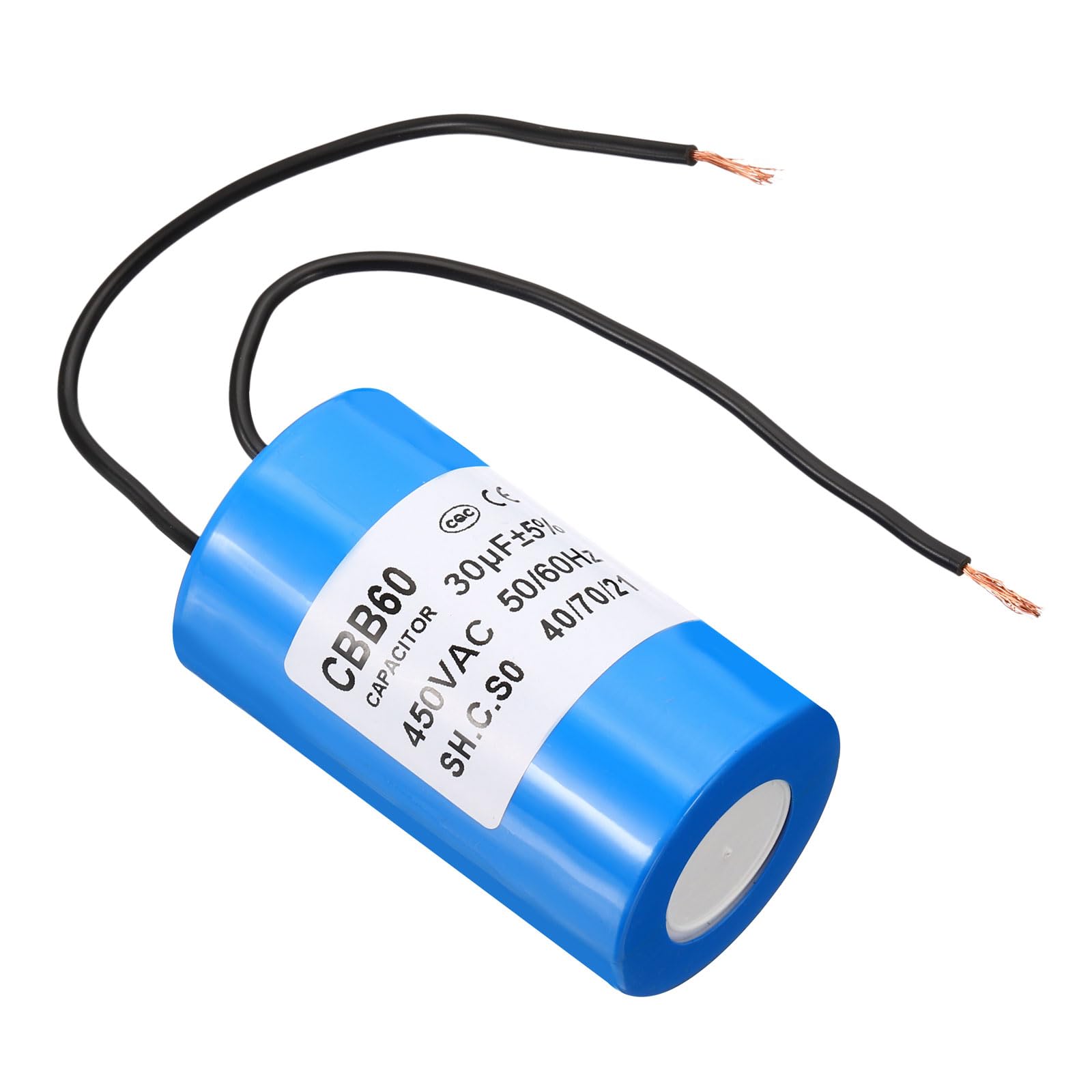 PATIKIL 30uf CBB60 Run Capacitor,1Pcs AC 450V 2 Wires 50/60Hz Motor Running Capacitor 230x42.2x73mm for Washing Machine, Cleaning Machine Pump Motor