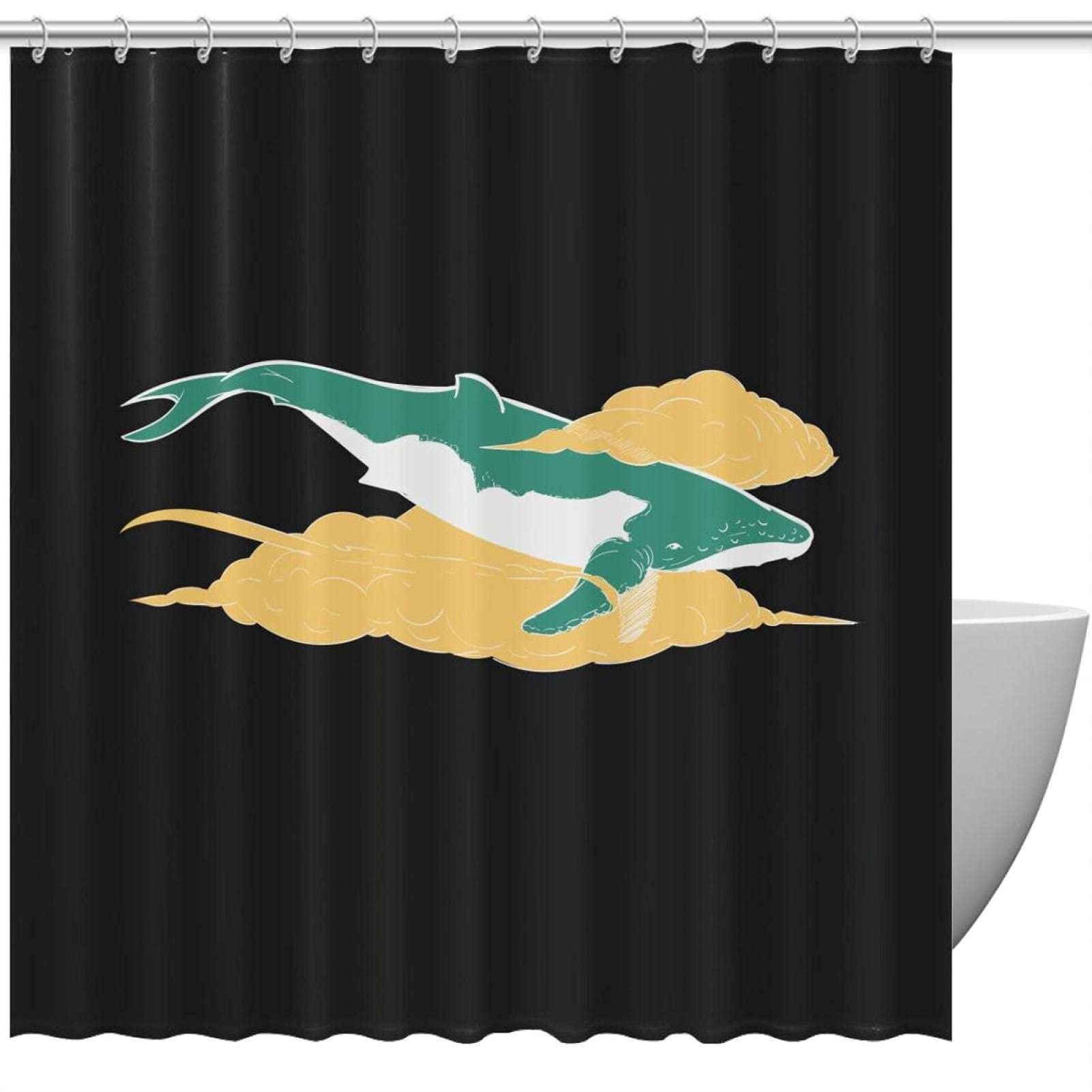 Rideau de douche aquarelle requin noir grand format rideau baignoire