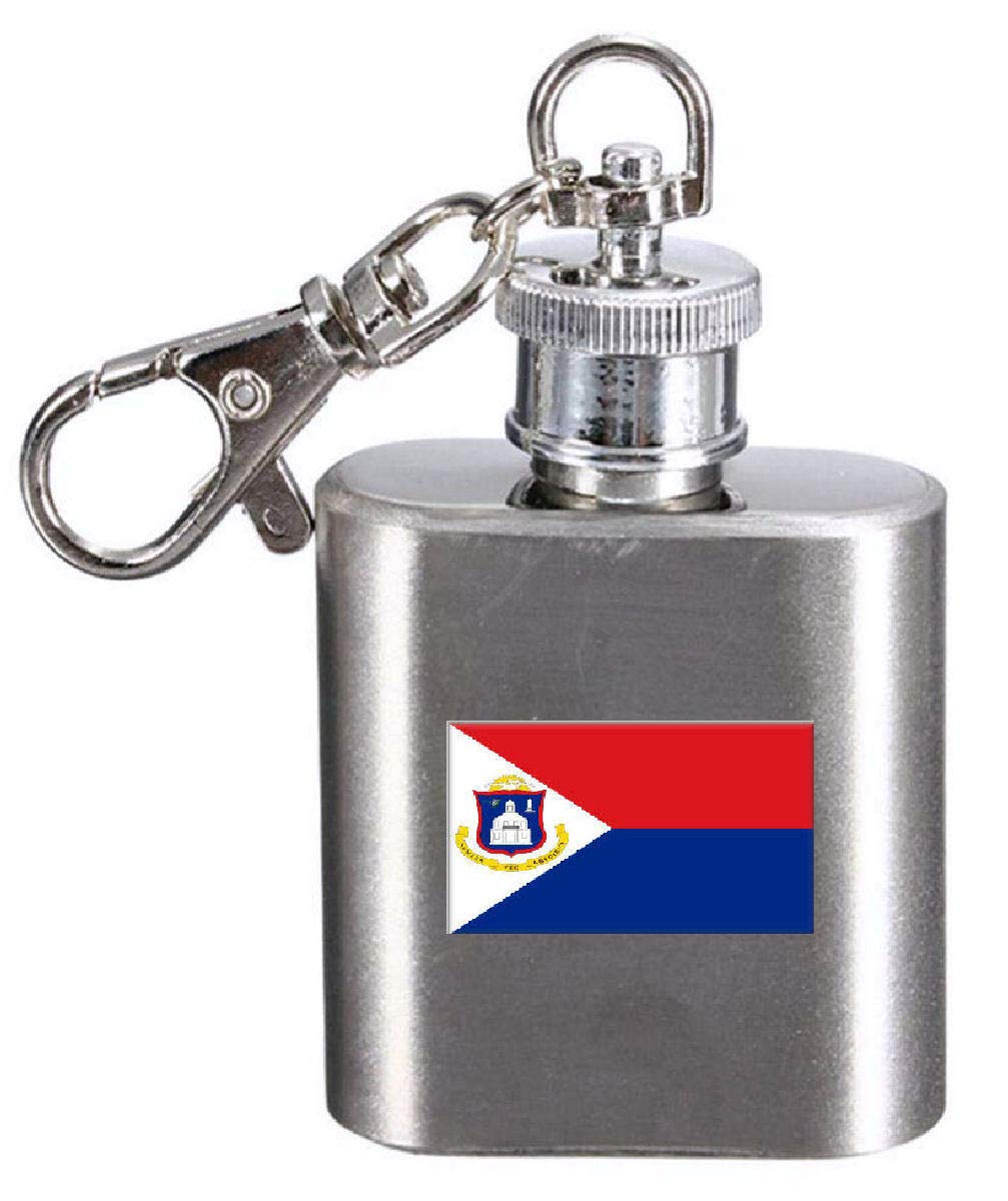 Flasque porte-clés Sint Maarten avec gravure drapeau