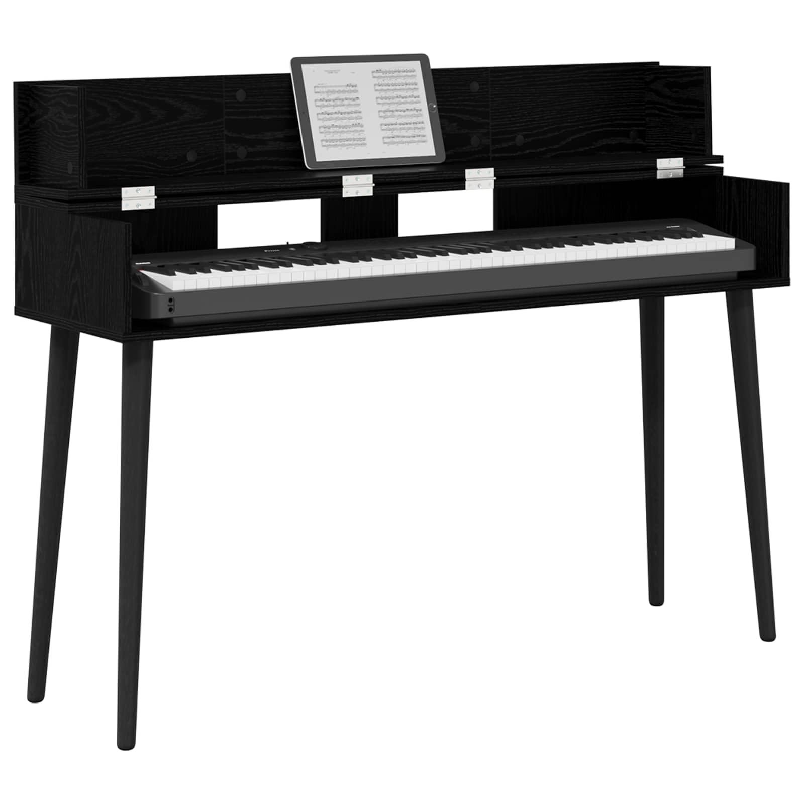 vidaXL Bureau de Studio Chêne Noir 152 x 40 x 19,5 cm, Bureau Moderne rectangulaire pour la Musique, l'enregistrement, et Les espaces créatifs, en Bois, Pratique