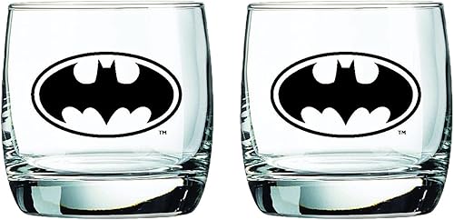 Vasos de whisky Batman, capacidad de 10 onzas, diseño clásico, base pesada
