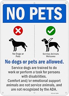 T&R No Pets - No Dogs Or Pets Allowed Sign - 14 x 10 Inches Rust Free .040 Aluminum Reflective - UV Protected, Waterproof and Fade Resistant - 6 Pre-drilled Holes