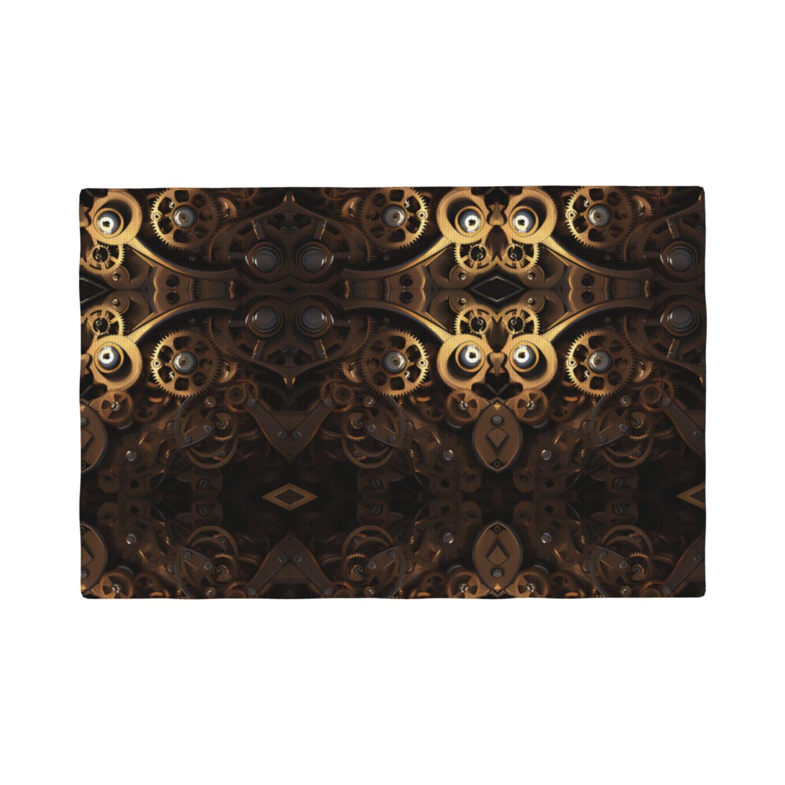 Cool Steampunk Gears Imitation Linen Placemat – Elegant Double-Sided Printed Table Mat for Home, Dining, Weddings