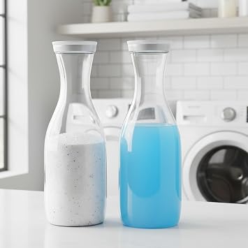 2Pcs Washing Powder Storage 1.5L, Laundry Detergent Storage, Durable PET Plastics Detergent Dispenser, Laundry Powder Storages (Roud)