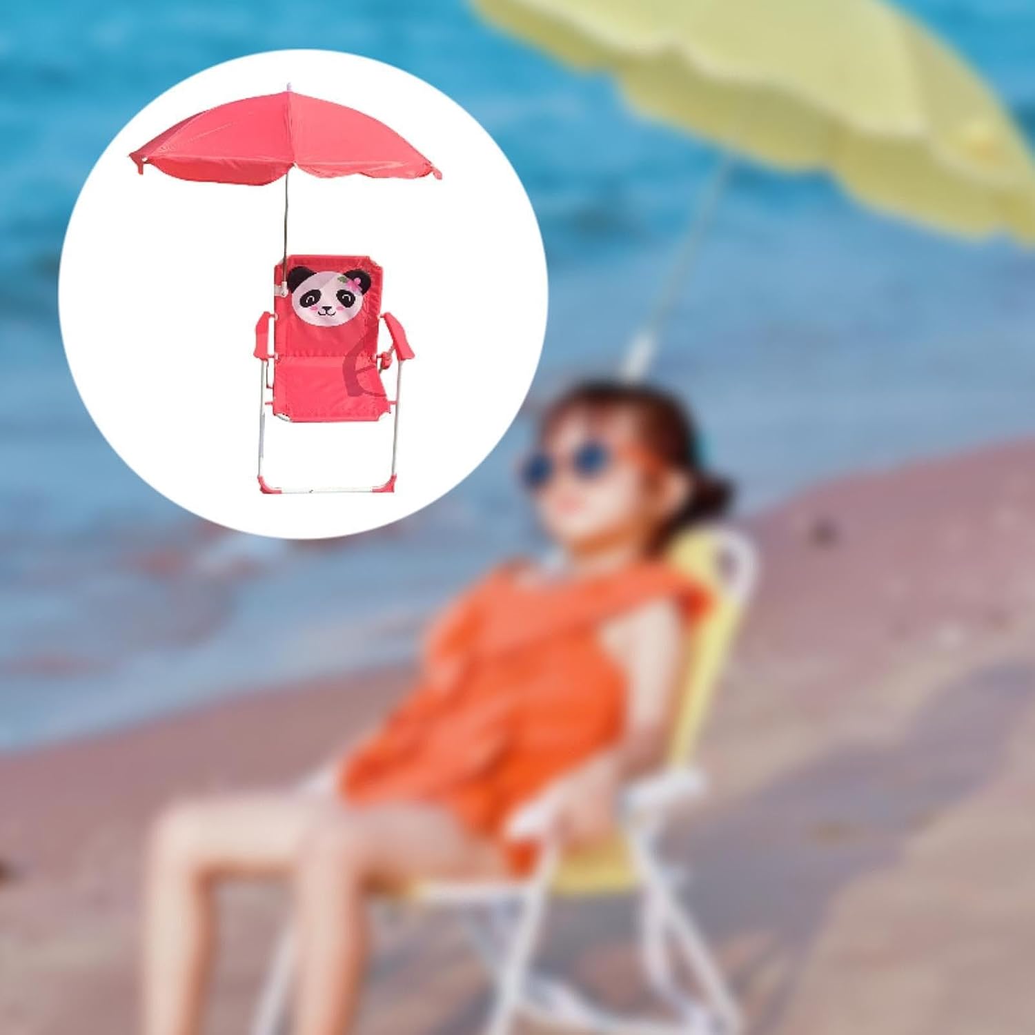 Kids Beach Chair Tent Hiking Kids Seat Sun Protection Outdoor Seating for Sun Lawn, Red