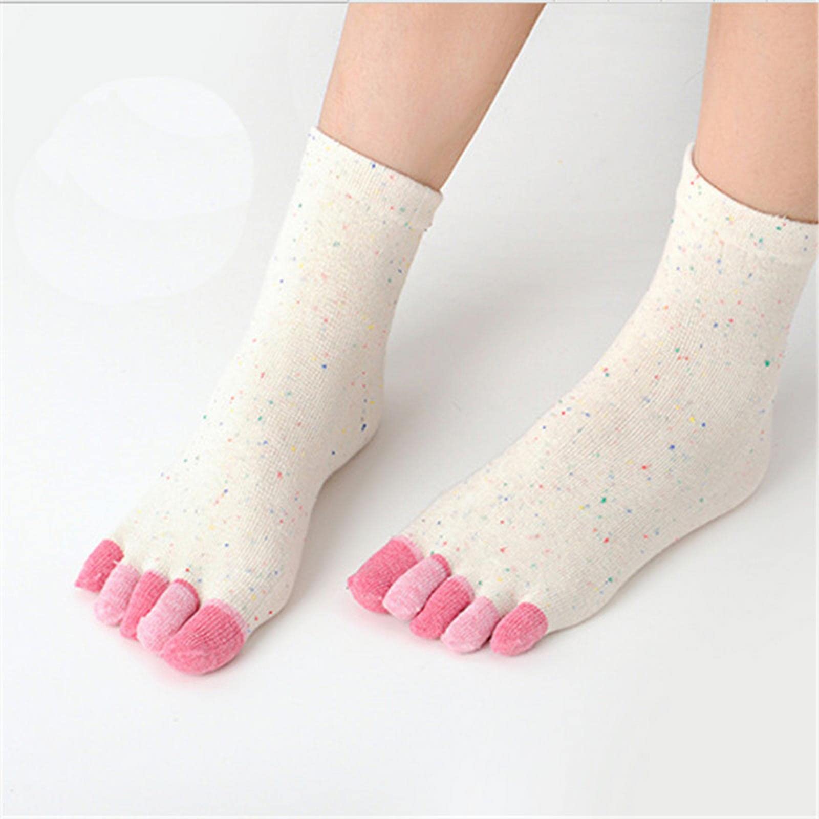 MOGSA Calcetines para mujer, 5 unidades, para primavera, otoño, cinco dedos, calcetines de tubo de algodón, calcetines coloridos para mujer, calcetines de 5 dedos