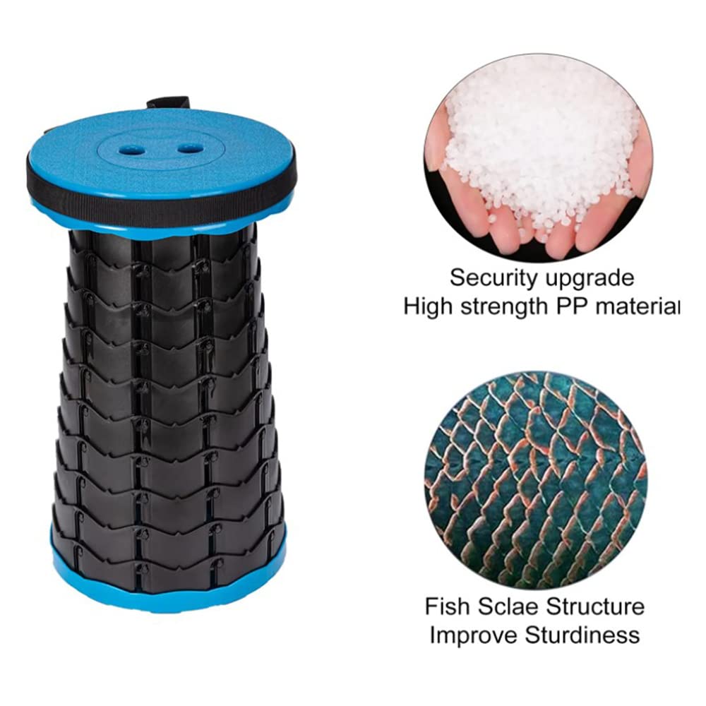 Supfine Sgabello pieghevole portatile, mini sgabello telescopico, leggero, da campeggio, per attività all'aperto, campeggio, pesca, barbecue, interni, cucina, campeggio, pieghevole, carico 180 kg (2,