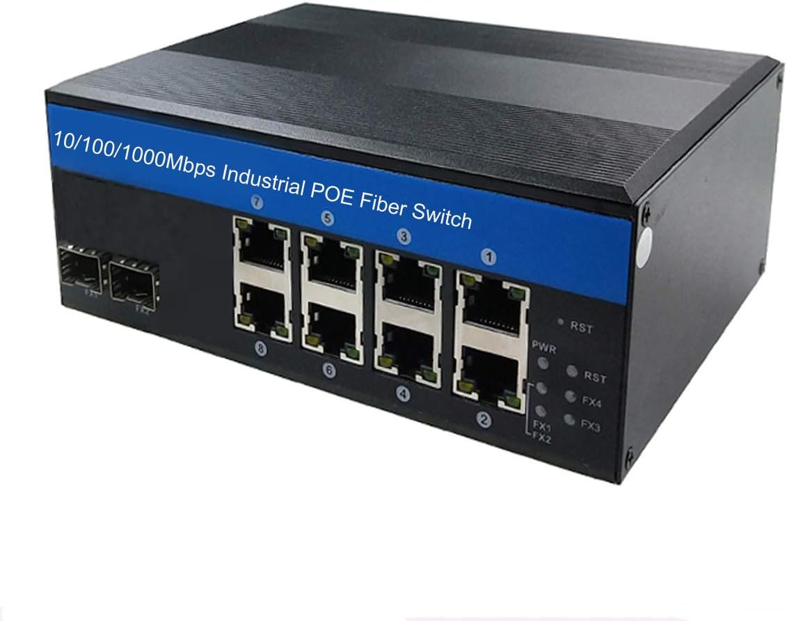 Industrial Switch 8Port Gigabit Ethernet with POE 240W Total 2Port SFP Din Rail Mounted IP40 for Outdoor Use