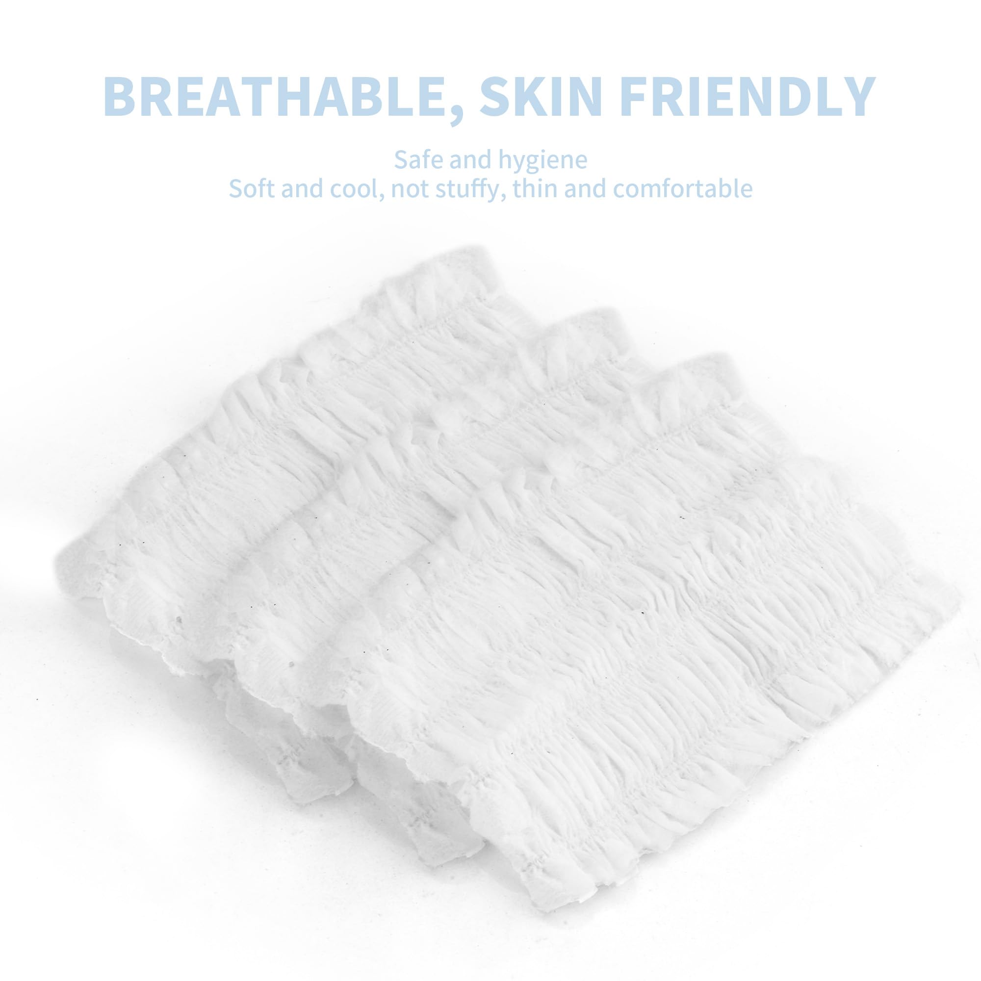 WENLISELL 200 PCS Disposable Elastic Hair Wraps, Non-woven Disposable Headbands for Facials White Hair Wraps for Home Use Spa Salon - Image 3