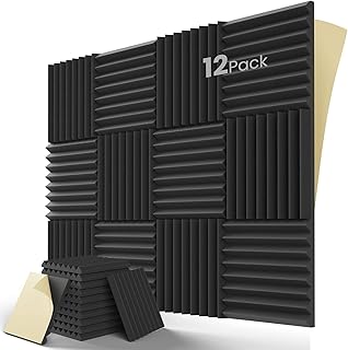 LEIYER Upgrade 12 pack Acoustic Panels With Self-Adhesive, 1" X 12" X 12" Quick-Recovery Sound Proof Foam Panels, Acoustic...