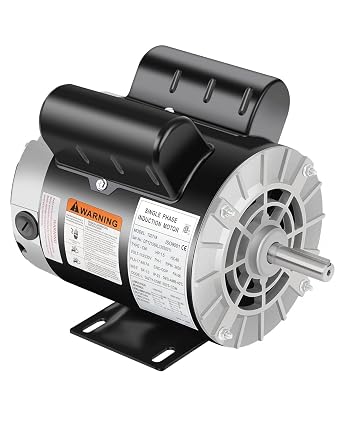 1.5 HP Air Compressor Motor, 3450 RPM Single Phase Motor, Electric Motor, 56 Frame 5/8" Keyed Shaft 115/230V, Duty-Continuous CCW Rotation, 1.88" Shaft Length for Air Compressors