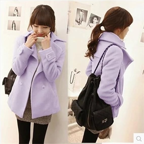Amazon レディース ファッション パステルカラー ダブル コート M パープル コート ジャケット 通販