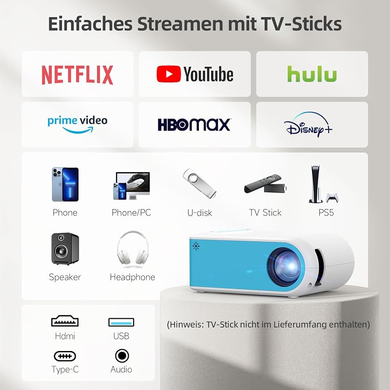 Nasin 1080P hordozható mini projektor HDMI USB Android iOS kompatibilis