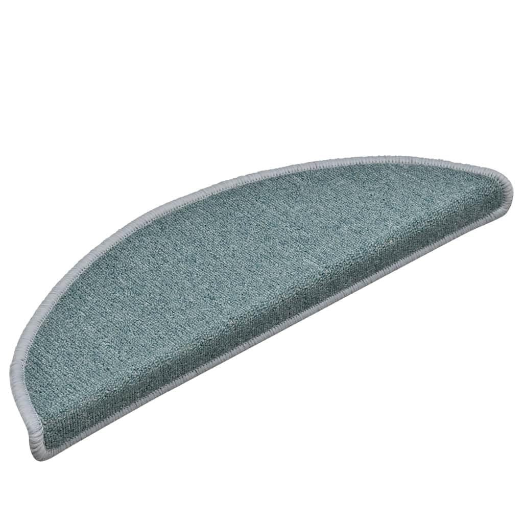 Stufenmatten 30 STK., 56x17x3 cm Seeblau Halbrund, Teppich Treppenstufen Matten, rutschfeste Treppenschoner für Holzstufen, langlebiger Treppen Teppich