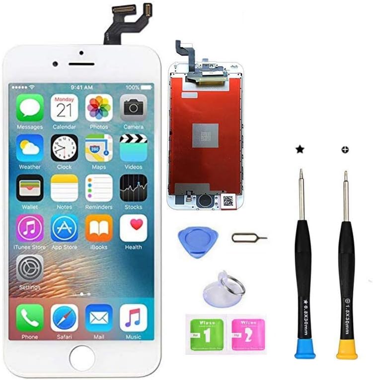 Premium Screen Replacement Compatible with iPhone 6S Plus Full Assembly -LCD Touch Digitizer Display Glass Assembly with Tools, Fit Compatible with iPhone 6S Plus (White)