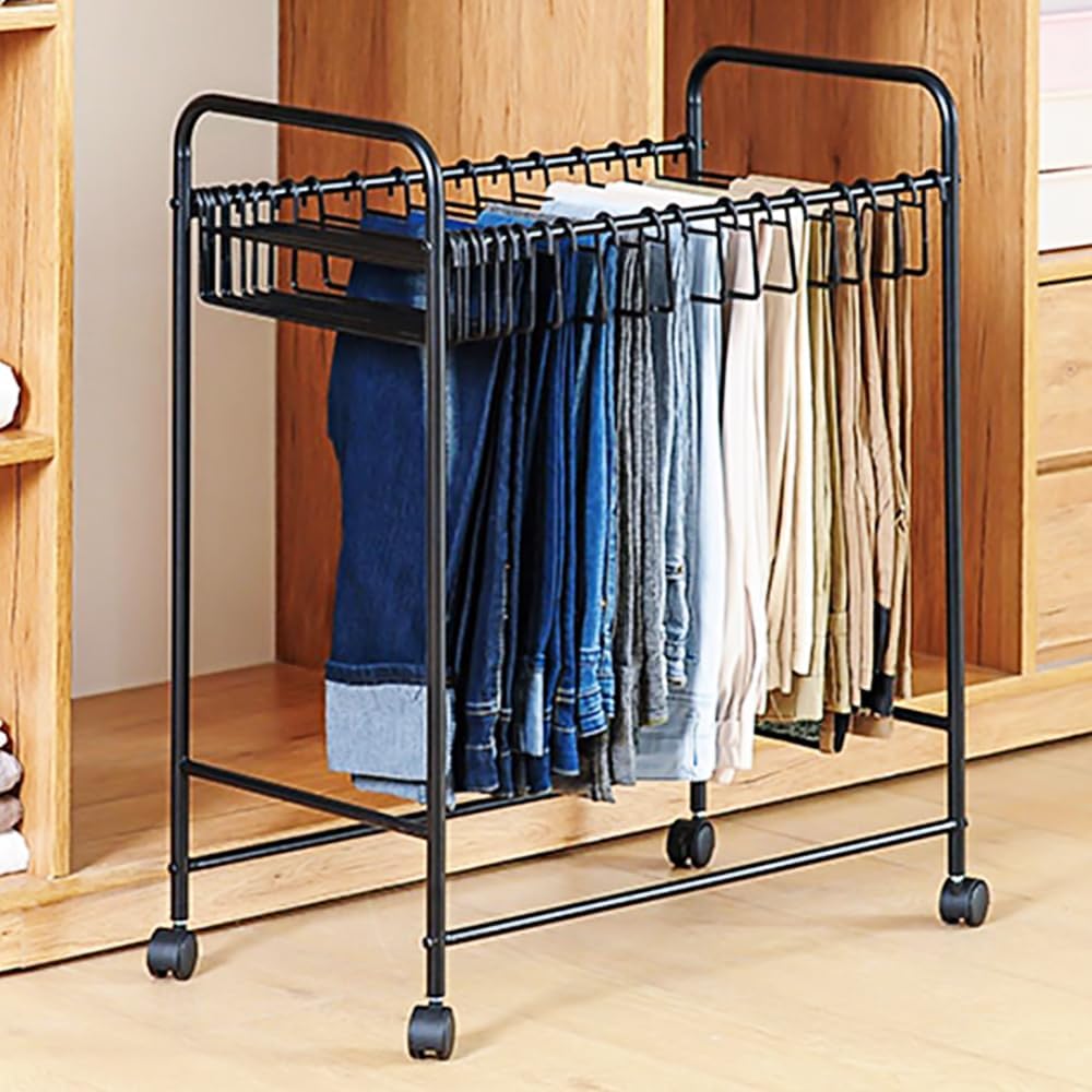 Pants Circular Rack Amazon.com: Japard Pants Rack Trolley Hangers Rolling Trouser Hanging ...