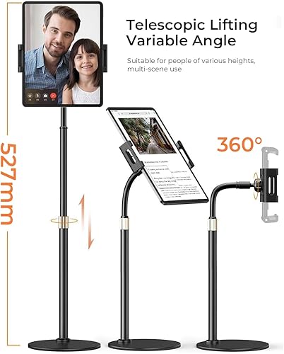 Miniatura 7 de LISEN Soporte para iPad para escritorio, soporte para monitor portátil, soporte ajustable para tableta, compatible con funda gruesa, compatible