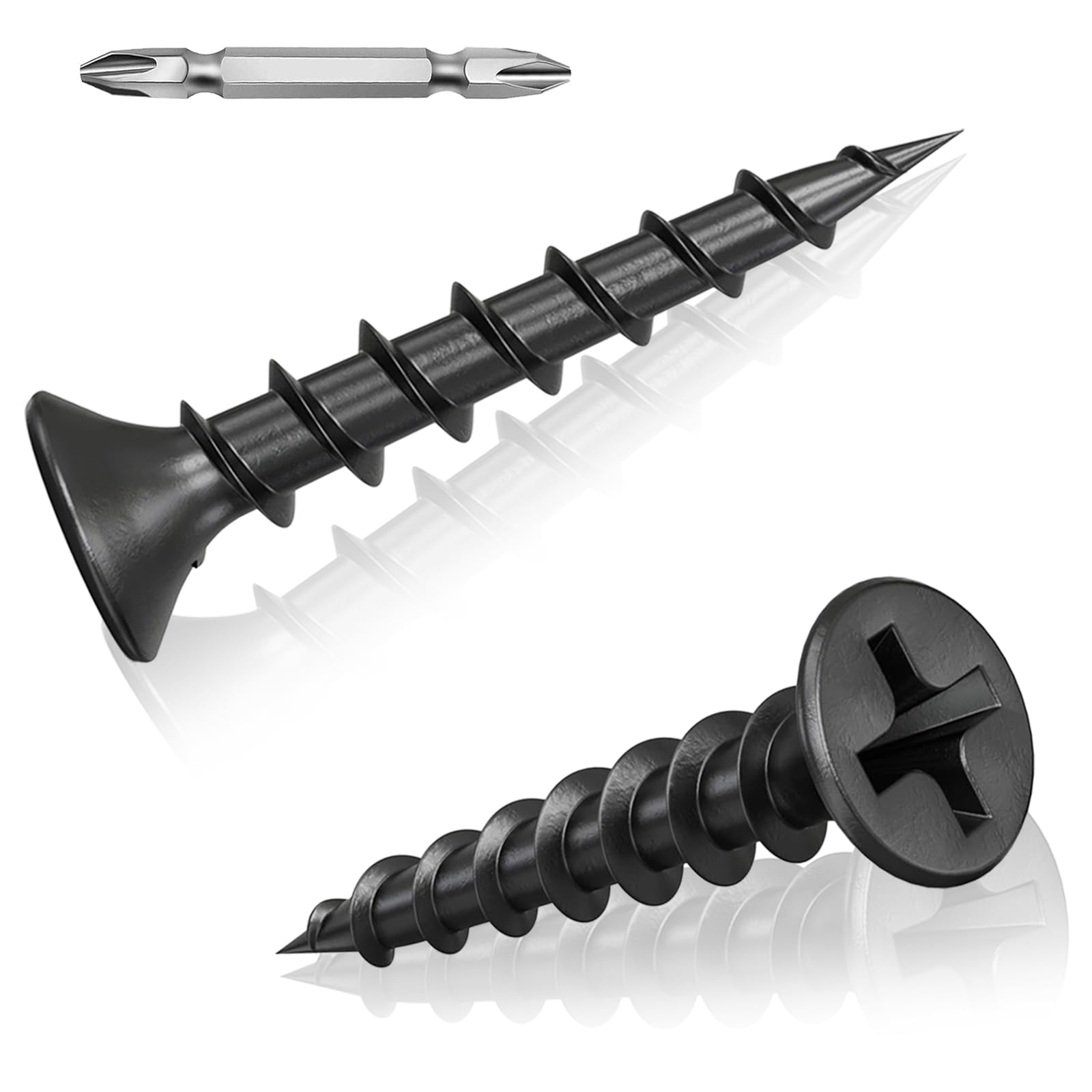 260 Pcs Black Drywall Plasterboard Screws M4 x 40mm Drywall Screws Coarse Cement Board Decking Exterior Wood Screws Phillips Drive with Bit Black Wood Screws for Drywall Sheetrock Wood and Furniture โ image 1