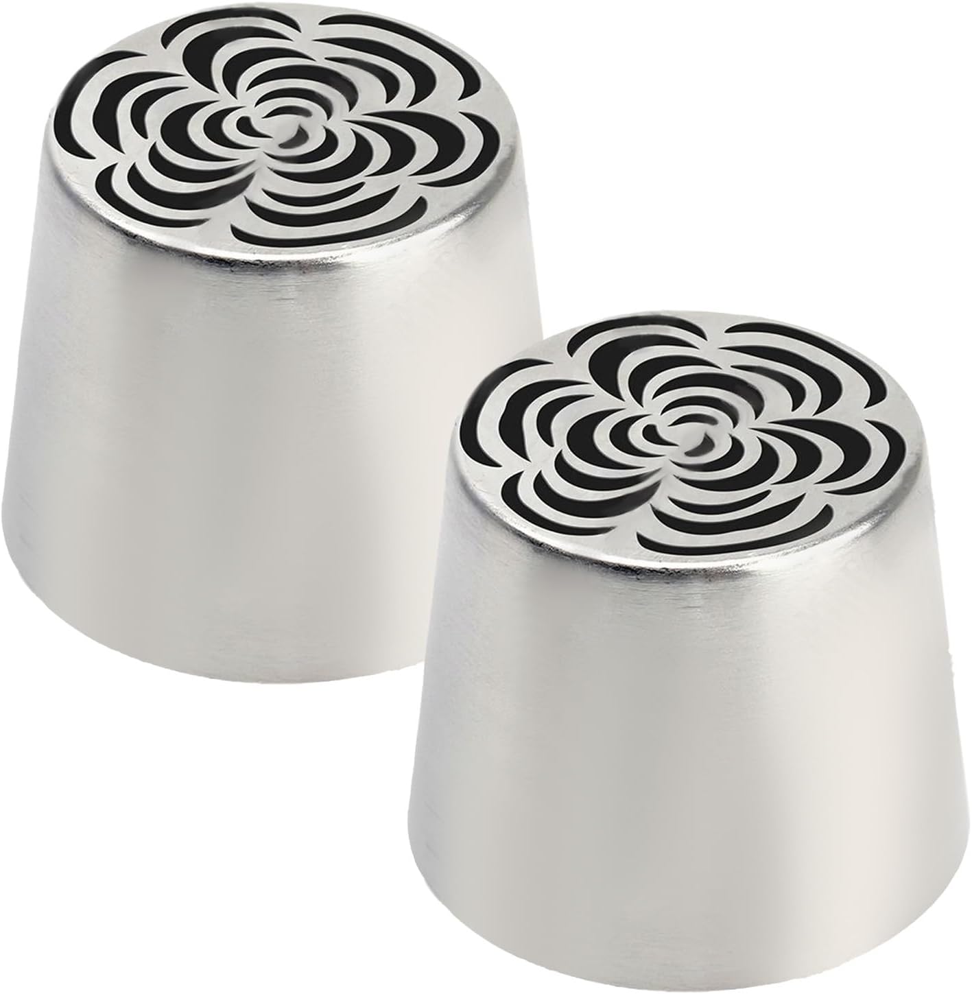Russian Piping Tips - Stainless Steel, Cake Icing Nozzle 2 x Precision Flower Decorating Nozzles, Cake Decorating Tips Set for Easter, Valentines, Wedding, Birthday, Baking, Pastry, Dessert Making