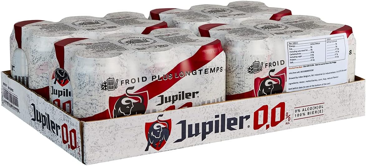 Jupiler 0.0% Alcohol Free Belgian Lager Cans No Alcohol Beer, Imported from Belgium, 24 x 330ml