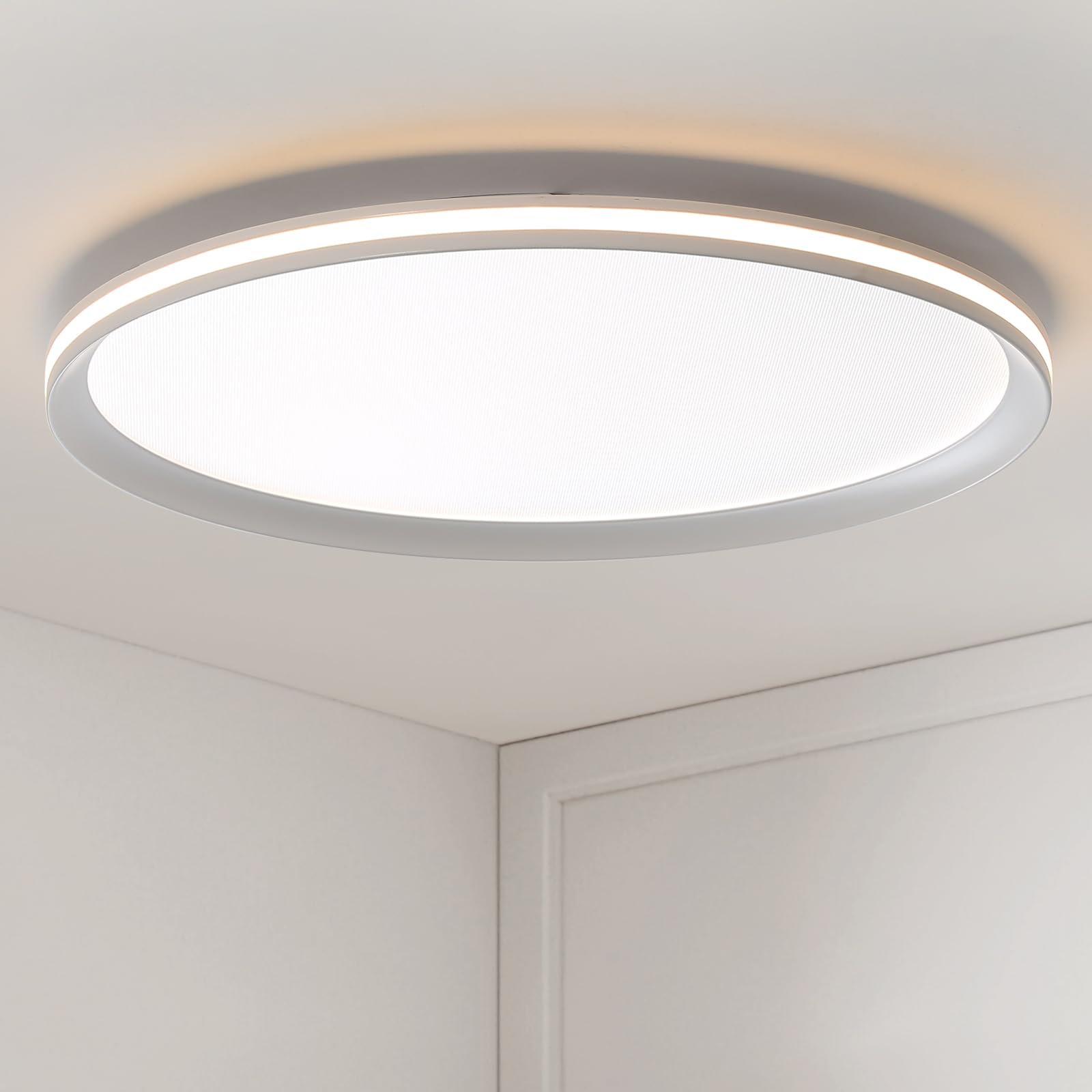 Mikeru Modern 60cm Slim Round Full Spectrum Ceiling Light, Dimmable 3000k/4500k/6500k LED Ceiling Light, Brightness Adjustable 10%-100% for Living Room, Bedroom, Kitchen, Balcony, Hallway, Office — image 1