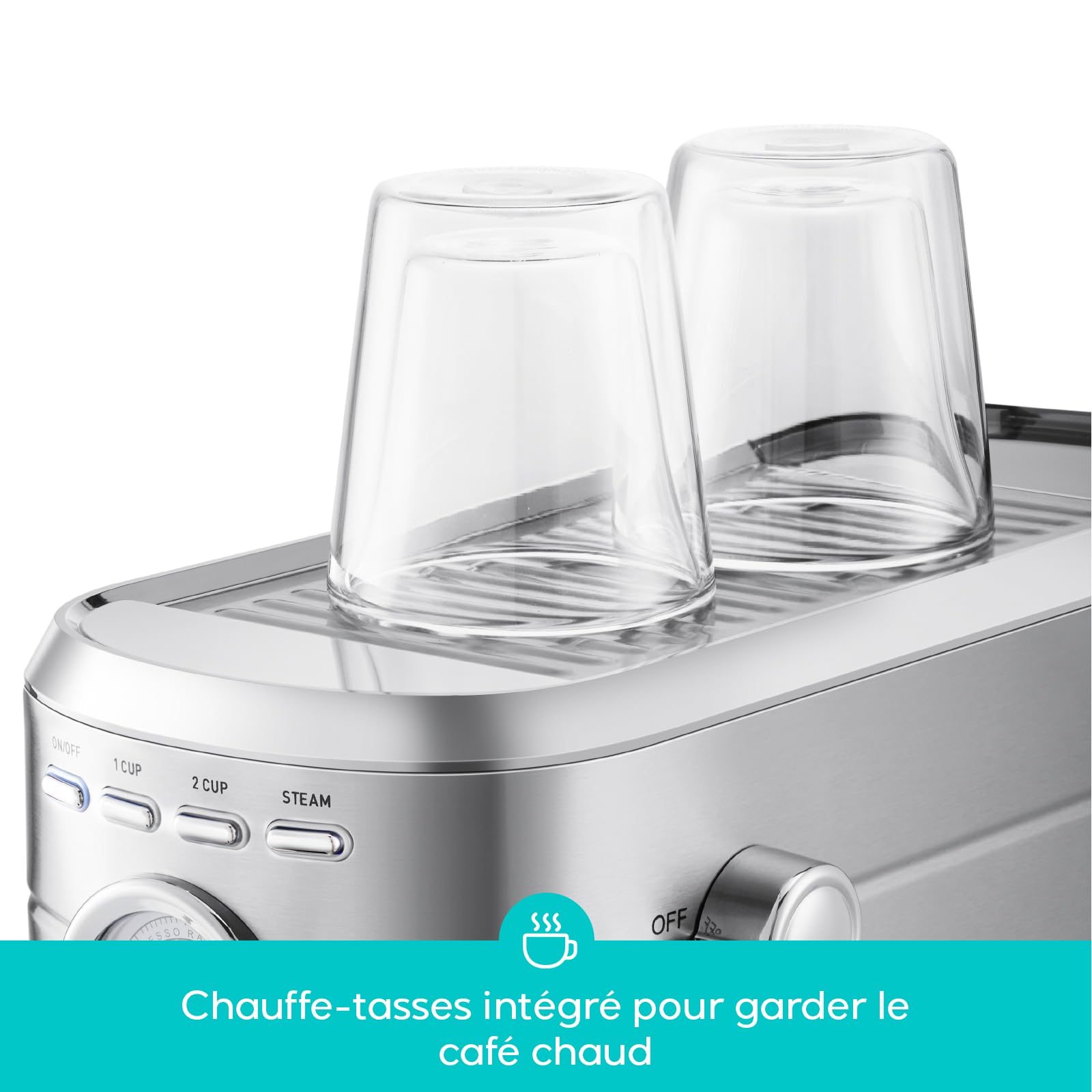 CASABREWS Machine à Café Expresso 20 Bars avec Mousseur à Lait, Machine à Cappuccino et Latte avec Manomètre, Réservoir de 1L, Boîtier en métal, Acier inoxydable