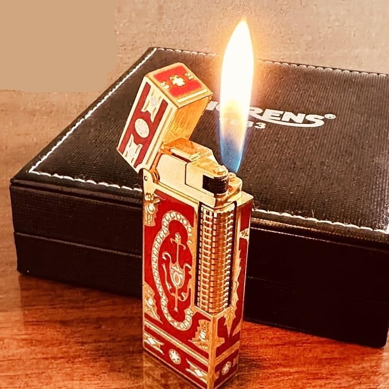 Encendedor clásico de metal grabado a mano de latón miniatura 2