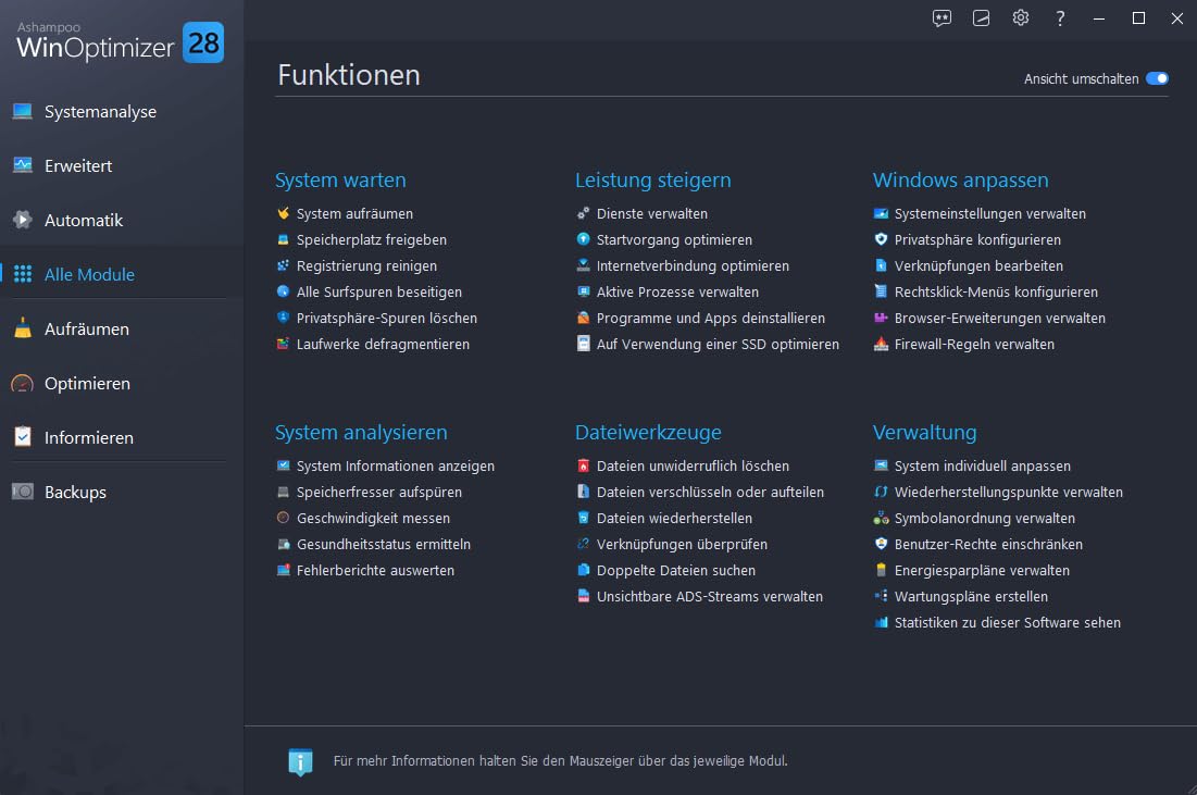 WinOptimizer 28 - 3 USER Lizenz - Tuning für Windows 11 10 - unbegrenzte Laufzeit - Sicher, Sauber, Schnell