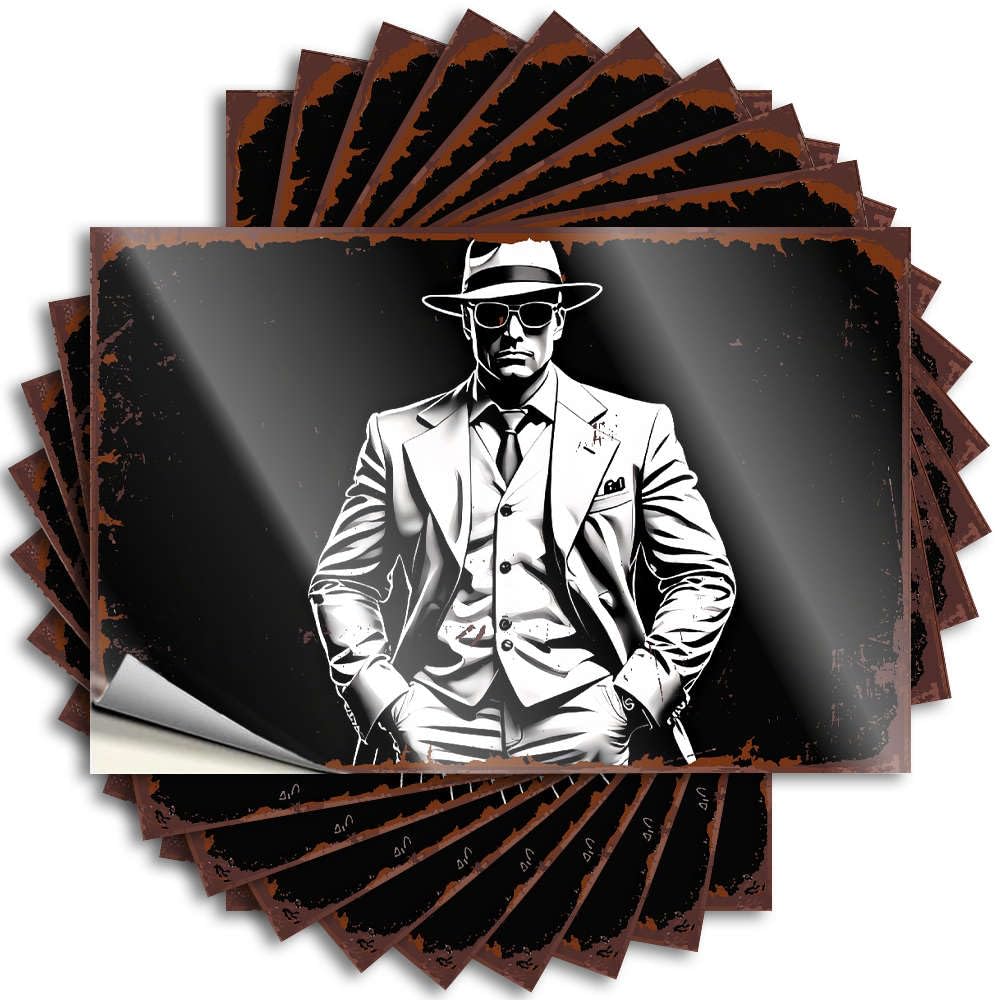 Snarky, Saying Case A Man in A White Suit and Hat Stands Confidently. | Man Funky Room Decor(6X9CM)