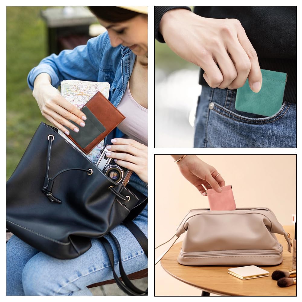 Pochette Maquillage en Cuir PU, Mini Sac Set Imperméable avec Fermeture À Ressort pour Clés et Accessoires