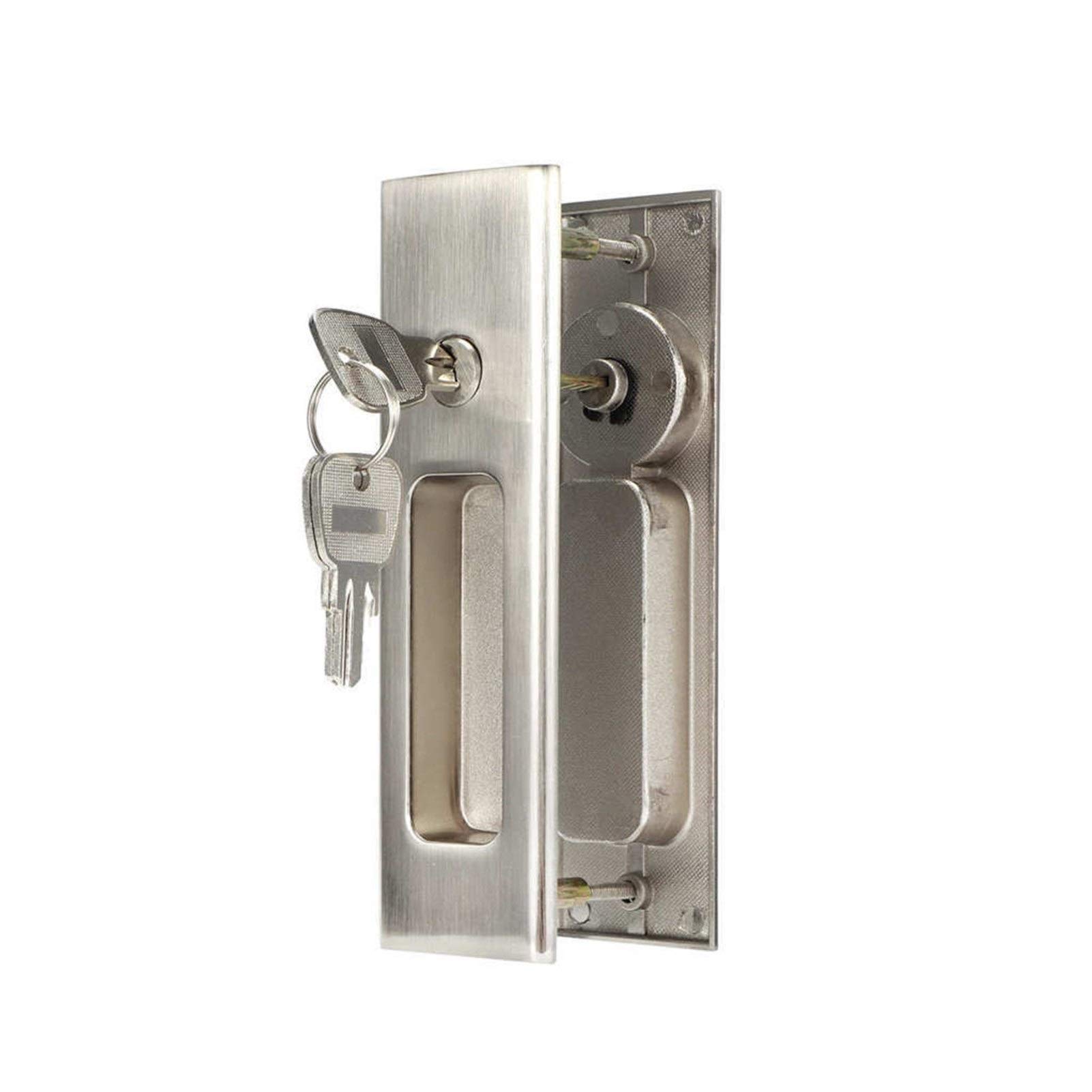 DFHEsdfD Door Handles, Zinc Alloy Sliding Door Lock Latch Handle Set Hardware Fittings Single Hook Locks(Silver)