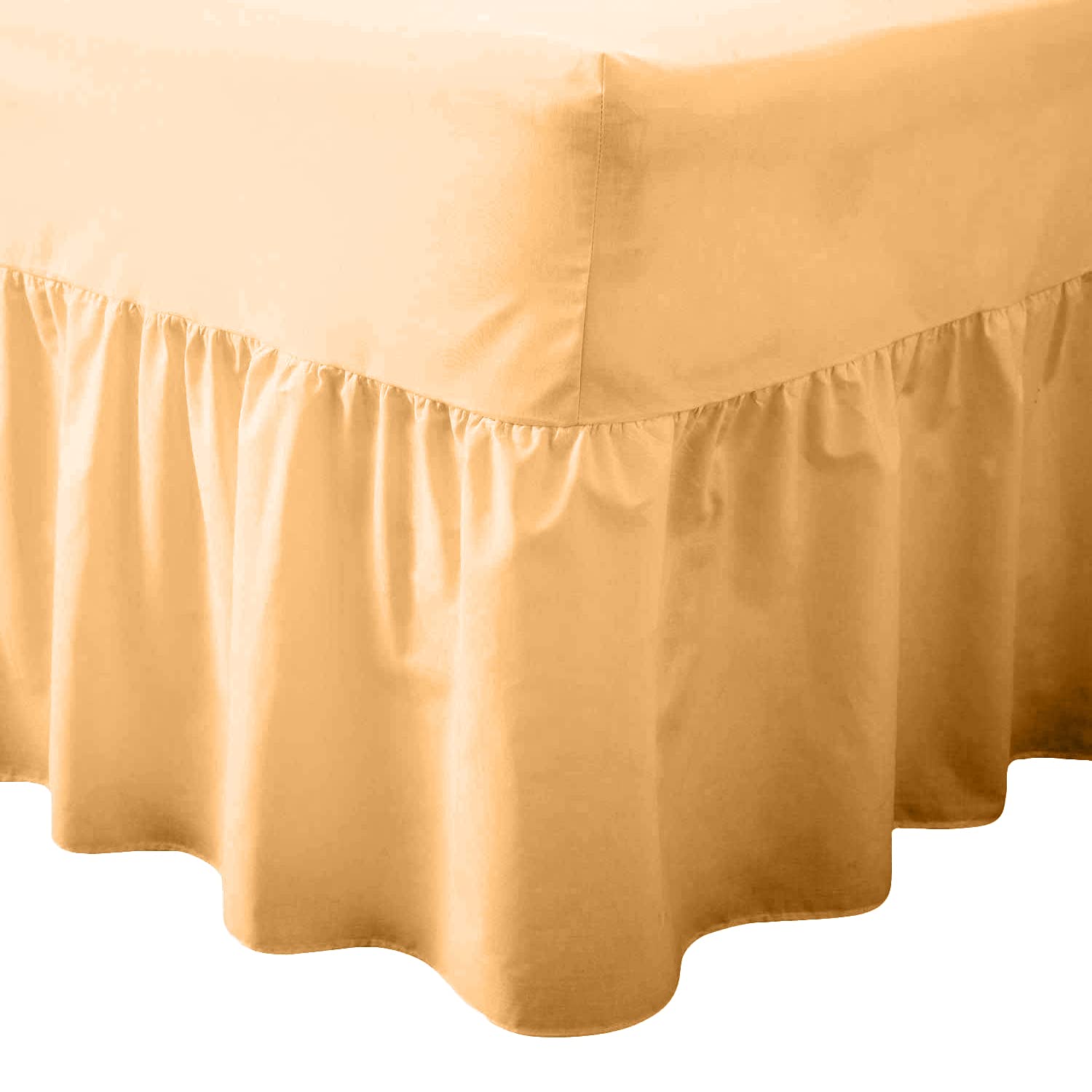 Egypto Bedding Egypto Valance Sheet Frilled 100% Combed Polycotton - Fit Over Mattress, Latte, Single Bed