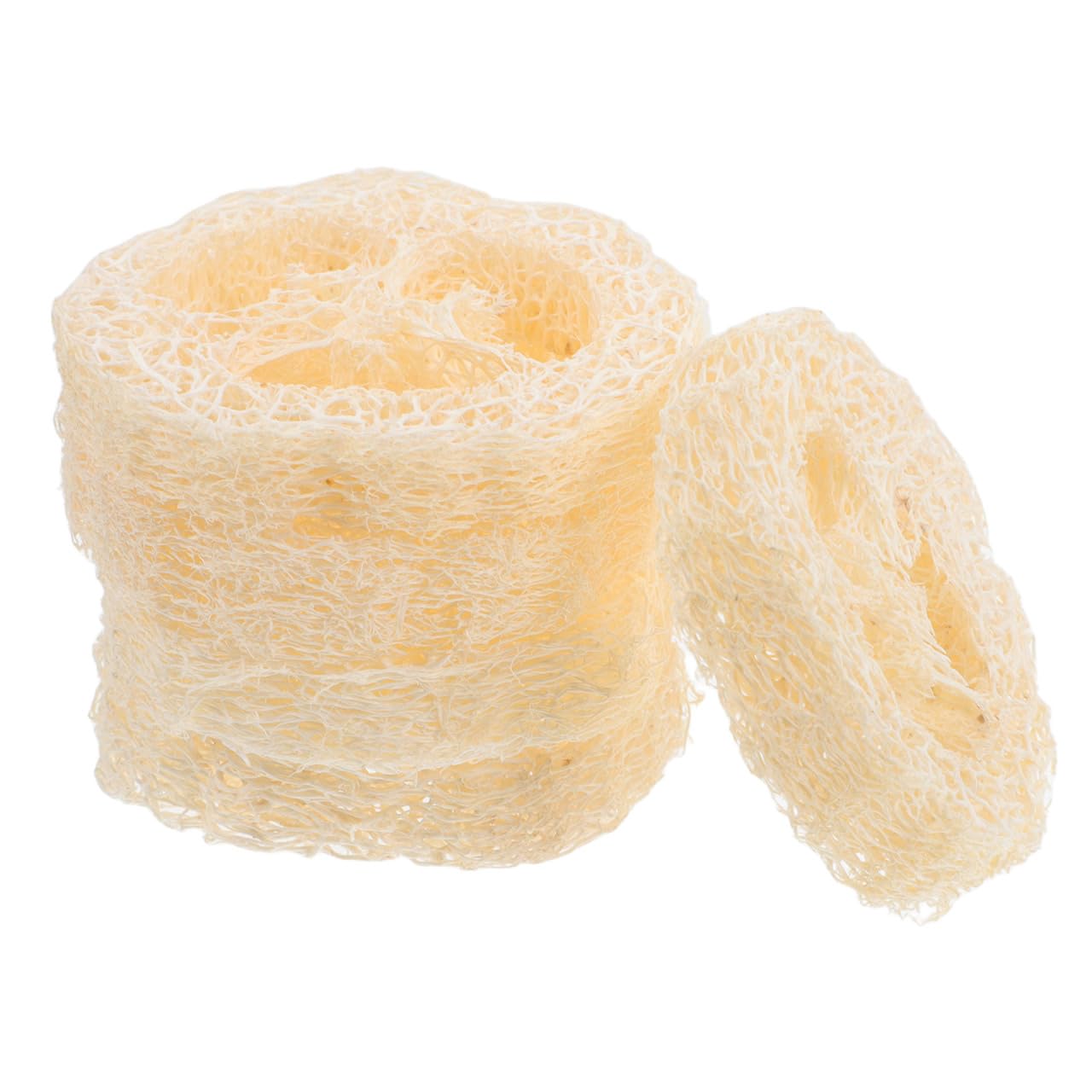 5Pcs Natural Loofah Soap Holder Pads - Exfoliating Bath Scrubber and Soap Organizer Tray for Shower Bathroom 2.75X2.75X0.49 Inch