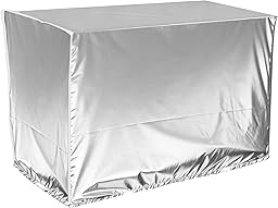 Couvercle de Climatiseur Extérieur, Cache Clim Extérieur, Housse de Protection pour Unité Extérieure de Climatiseur 1.5p, Housse Pompe a Chaleur Piscine 86x35x60cm (Argenté)
