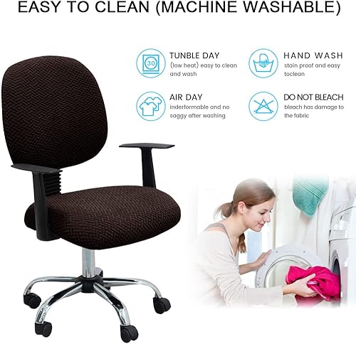 Vista 74 de MIFXIN Funda elástica elástica para silla de computadora, 2 piezas, de punto, universal, para silla de computadora, protector de muebles
