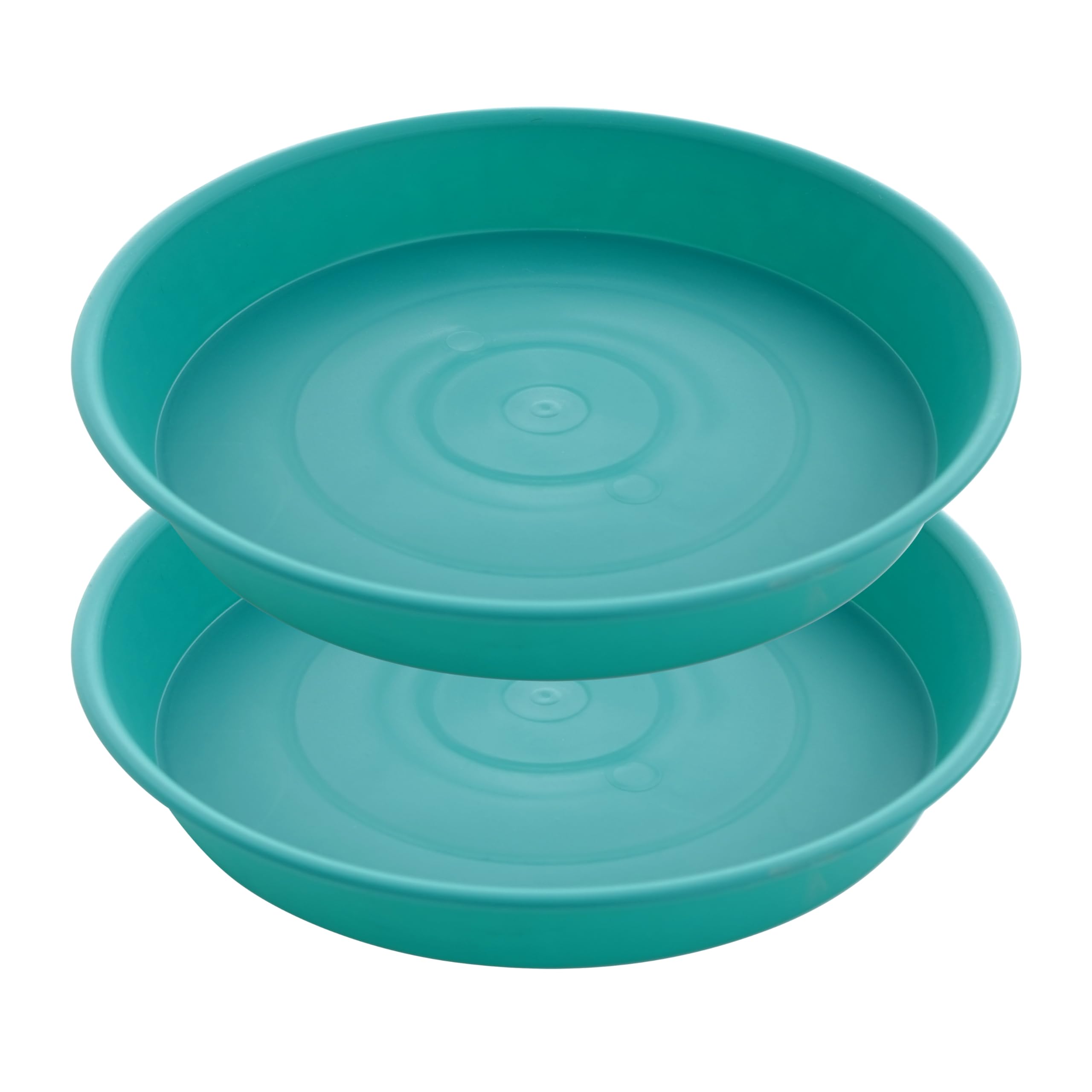 2 Pack of 14 inch Plant Saucers Bird Bath Bow Round, Plastic Plant Saucer Tray for Pots, White Planters for Indoor Plants, Plant Trays for Planter 12-15" (14", Teal)