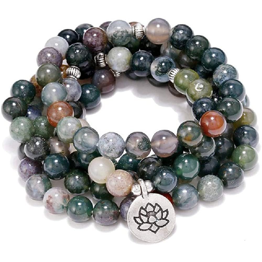 Tibetan 108 Perlen Buddha Yoga Rosenkranz Mala Armband Multilayer Meditation Natursteinschmuck mit Anhänger, mehrfarbiger Naturalarmband Halskette für Geschenke UI