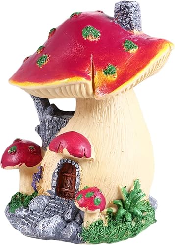 Happyyami Decoración de plantas de casa de hongos en miniatura, figuras de hadas, estatua de hongos, adorno de estatua de hongo, adorno de bricolaje