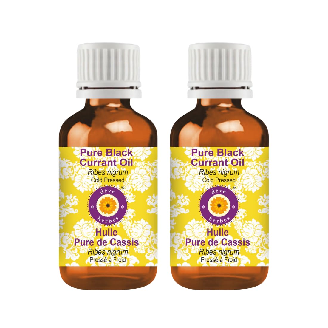 Deve Herbes Pure Black Currant oil (Ribes nigrum) Cold Pressed (Pack of Two) 15ml X 2 (1 oz), 15 ml (Pack of 2)