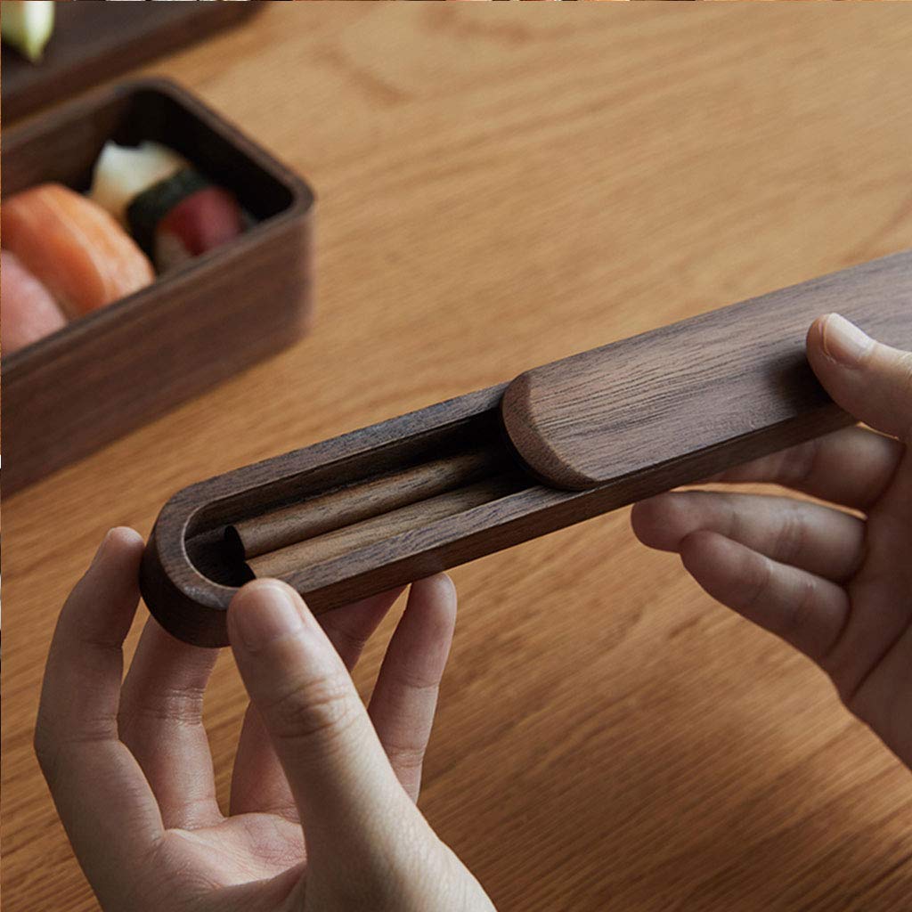 Wiederverwendbares japanisches Essstäbchen-Set aus Holz, Reise-Essstäbchen mit Etui, wiederverwendbares chinesisches koreanisches tragbares Essstäbchen-Utensil, spülmaschinenfest, Sushi-Essstäbchen